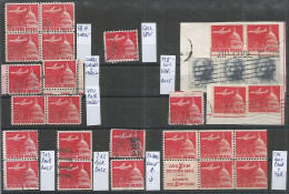 USA Airmail 1962 Jet & Capitol Dome SC# C64+65 Cpl Issue BL4 Sheet Coil Booklet Pane Pairs & Singles + Small Variety - 3a. 1961-… Gebraucht
