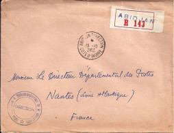 COTE IVOIRE OBL. MANU. S/L. REC. DE ABIDJAN DIRECTION/19.10.63   POUR LA FRANCE - Côte D'Ivoire (1960-...)