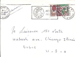 COTE IVOIRE N° 261 S/L. DE ABIDJAN/14.6.69 POUR LES USA - Côte D'Ivoire (1960-...)