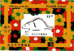 Norfolk Island ASC 606 MS  1996 Year Of The Rat Opt China 96, Mint Never Hinged - Cocos (Keeling) Islands