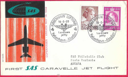 DANMARK - FIRST CARAVELLE FLIGHT - SAS - FROM KOBENHAVN TO ANKARA *16.5.59* ON OFFICIAL COVER - Luftpost