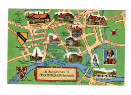 22318 " SHAKESPEARE'S STRATFORD UPON AVON " MAP-VERA FOTO-CART. POST. NON SPED. - Stratford Upon Avon