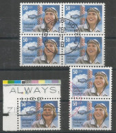 USA 1996 Jacqueline Cochran Aviation Pilot SC:#3066 Used VFU Pair & Block4 + Plate Number Corner - 3a. 1961-… Used