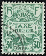 Réunion Obl. N° Taxe 10 - Emblème, Le 30c Vert Sur Vert - Postage Due