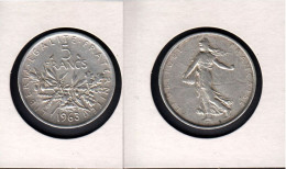 France, 5F, 5 Francs 1963, Semeuse, Argent, Non Nettoyé - 5 Francs