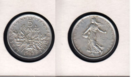 France, 5F, 5 Francs 1963, Semeuse, Argent, Non Nettoyée, - 5 Francs