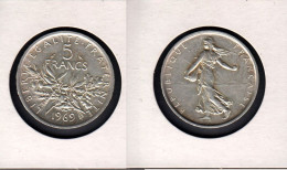 France, 5F, 5 Francs 1969, Semeuse, Argent, Non Nettoyée, - 5 Francs