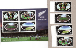 New Zealand 2004 Set/sheet Rugby Sevens Stamps (Michel 2149/52 Block 167) MNH - Blokken & Velletjes