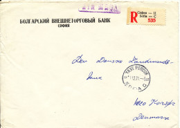 Bulgaria Registered Bank Cover Tax Percue Sofia 13-12-1974 Sent To Denmark - Covers & Documents