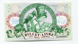 Rare Billet Nécessité "50 Fr Billet-Livre - Les Mots Tordus / Librairie Des Chalands - Val-de-Reuil" Eure - Normandie - Specimen