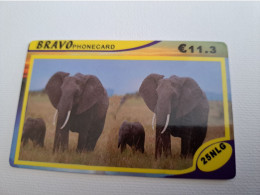 NETHERLANDS /  PREPAID / BRAVO PHONECARDS / ELEPHANTS    /  HFL 25 ,-€ 11,3   USED  ** 15181** - Privat