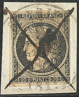 Oblitération De Janvier 1849. No 3 (touché à Droite) Obl Cad 13 De St Yriex 5 Janv Sur Petit Fragment. - TB - 1849-1850 Cérès