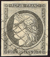 No 3c, Gris-noir, Obl Grille. - TB - 1849-1850 Cérès