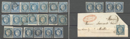 No 4, 21 Ex Dont Un Sur Fragment Et 2 Paires, Nuances Et Obl Diverses. - TB, B Ou Pd - 1849-1850 Ceres