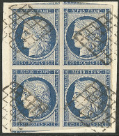 No 4a, Bloc De Quatre, Trois Voisins, Obl Grille, Sur Support, Jolie Pièce. - TB. - R - 1849-1850 Ceres