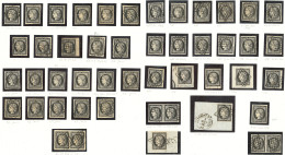 Collection. No 3, 91 Détachés, 4 Paires Et 3 Ex (*), Nuances Et Obl Diverses. - TB, B Ou Pd - 1849-1850 Cérès