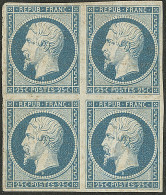 (*) No 10c, Bleu-verdâtre, Bloc De Quatre (infime Pelurage Au Verso De La Paire Sup), Superbe D'aspect. - R (N° Spink-Ma - 1852 Luigi-Napoleone