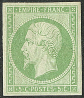 * No 12, Vert, Large Charnière Mais Très Frais Et TB. - R - 1853-1860 Napoleone III