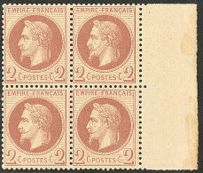 ** No 26B, Rouge-brun Clair Type II, Bloc De Quatre Bdf, Très Frais. - TB - 1863-1870 Napoléon III Lauré