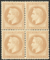 * No 28B, Bistre Type II, Bloc De Quatre, Très Frais. - TB - 1863-1870 Napoleon III With Laurels