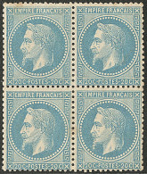 * No 29B, Bloc De Quatre, Légères Rousseurs Mais TB D'aspect - 1863-1870 Napoléon III Lauré