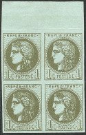 ** No 39B, Olive Rep. II, Bloc De Quatre Bdf (deux Ex *), Jolie Pièce. - TB - 1870 Bordeaux Printing