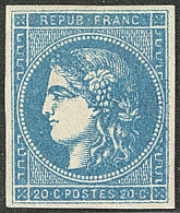 * No 45B, Bleu, Nuance Foncée, Large Charnière Mais Très Frais Et TB. - R - 1870 Emissione Di Bordeaux