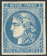 * No 46Ba, Bleu Foncé, Belle Impression, Large Charnière Mais Très Frais Et TB. - R - 1870 Bordeaux Printing