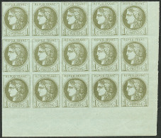 ** Bloc Report De 15 Ex. No 39B, Rep. II, Bloc De Quinze Cdf Dont 7 Ex Plis Ou Amincis. - TB - 1870 Bordeaux Printing