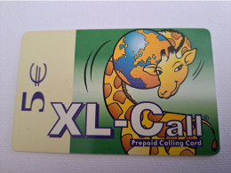 NETHERLANDS / PREPAID /€ 5,-,- / XL CALL/ GIRAFFE/ WITH GLOBE      /    - USED CARD  ** 15183** - Pubbliche