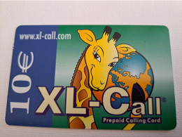 NETHERLANDS / PREPAID /€ 10,-,- / XL CALL/ GIRAFFE/ WITH GLOBE      /    - USED CARD  ** 15184** - Public