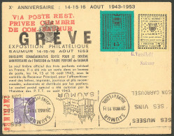 Lettre Saumur. Nos 5 + 6 +poste 883, Sur Enveloppe Expo Philatélique Août 53, Avec Cachets Divers. - TB - Other & Unclassified