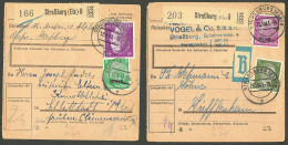 Lettre COLIS POSTAUX D'ALSACE LORRAINE. 2 Bulletins D'expédition Affts Divers, Obl Cad Strasbourg 1941. - TB - Autres & Non Classés