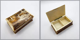 Boîte En Ivoire, Peint Main à Décor "Le Tréport", 2 Comp., 55x35x10mm. - TB - Stamp Boxes