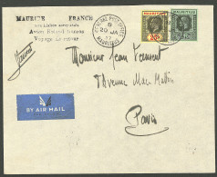 Lettre 20.01.37. 1e Liaison Aéropostale Maurice-France. Enveloppe Avec Griffe Spéciale Avion Roland Garros Voyage De Ret - Autres & Non Classés