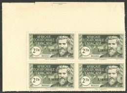 (*) France-Libre. Non émis. Surcharge "LIBRE" Sur N°57, Bloc De Quatre Cdf, Pos. 1-2/6-7, Superbe. - R (tirage 25) (cote - Autres & Non Classés