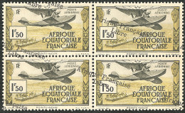 * Poste Aérienne, France-Libre. Surcharge Oblique. No 14c (Maury #15b), Bloc De Quatre (un Ex Aminci). - TB - Other & Unclassified