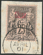 Surcharge Noire. No 22A, Obl 22.4.01 Sur Petit Fragment, Jolie Pièce. - TB. - RR - Autres & Non Classés