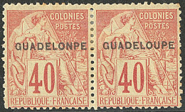 * GuadeloNpe. No 24ca, En Paire Avec Normal, Qqs Rousseurs Et Dents Courtes Mais TB - Altri & Non Classificati