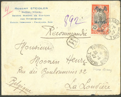 Lettre PAKHOI. Nos 63 + 52 Bloc De 25 Ex Au Verso, Obl Tuyen-Quang 23.9.27 Sur Enveloppe Recommandée Pour La Belgique. - - Autres & Non Classés