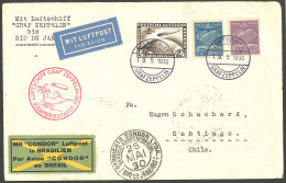 Lettre Poste Aérienne. Süd Amerika Fahrt. Zeppelin. No 39 + Brésil Cie Condor 5 + 6 Sur Enveloppe Avec CS Et Arr. Rio 25 - Autres & Non Classés