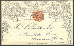 Lettre Mulready, Enveloppe-lettres. One Penny Noir Datée D'Epsom 17 Juil 1840, Pour Londres. - TB - Autres & Non Classés