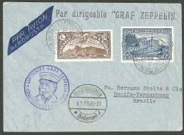 Lettre SAINT-MARIN. Poste Aérienne. Zeppelin. Nos 8 + Poste 138 Sur Enveloppe Avec CS Violet Et Arr. Brésil 6.5. 33. - T - Sonstige & Ohne Zuordnung