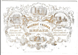 Belgique "Carte Porcelaine" Porseleinkaart, Mouroit Frères, Tissus En Coton, Renaix Ronse, Dim:102x 70mm - Cartes Porcelaine