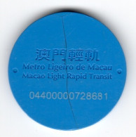 Macao Light Rapid Transit : Jeton Transport Token : Adult Single Journey Ticket (Cracked - Fêlé) - Monetary /of Necessity