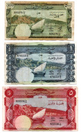 Yemen Democratic Republic Banknotes - 3 Banknotes Set 500 Fils - 1 Dinar - 5 Dinars - ND 1984 #1 - Yemen