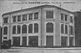 CPA 11 NARBONNE / ETABLISSEMENT L.GASTON ET FILS / PLACE BISTAN / MEUBLES - Sonstige & Ohne Zuordnung