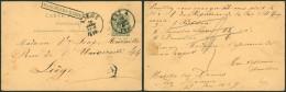 EP Au Type 5ctm Vert Obl Ambulant "Est 4" (1889) + Griffe Encadrée MARCHE LES DAMES (42 X 7) > Liège - Bahnpoststempel