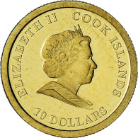 Îles Cook, Elizabeth II, James Cook, 10 Dollars, 2008, BE, FDC, Or - Isole Cook