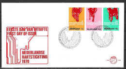 PAYS-BAS. N°918-20 De 1970 Sur Enveloppe 1er Jour. Maladies Du Coeur. - FDC